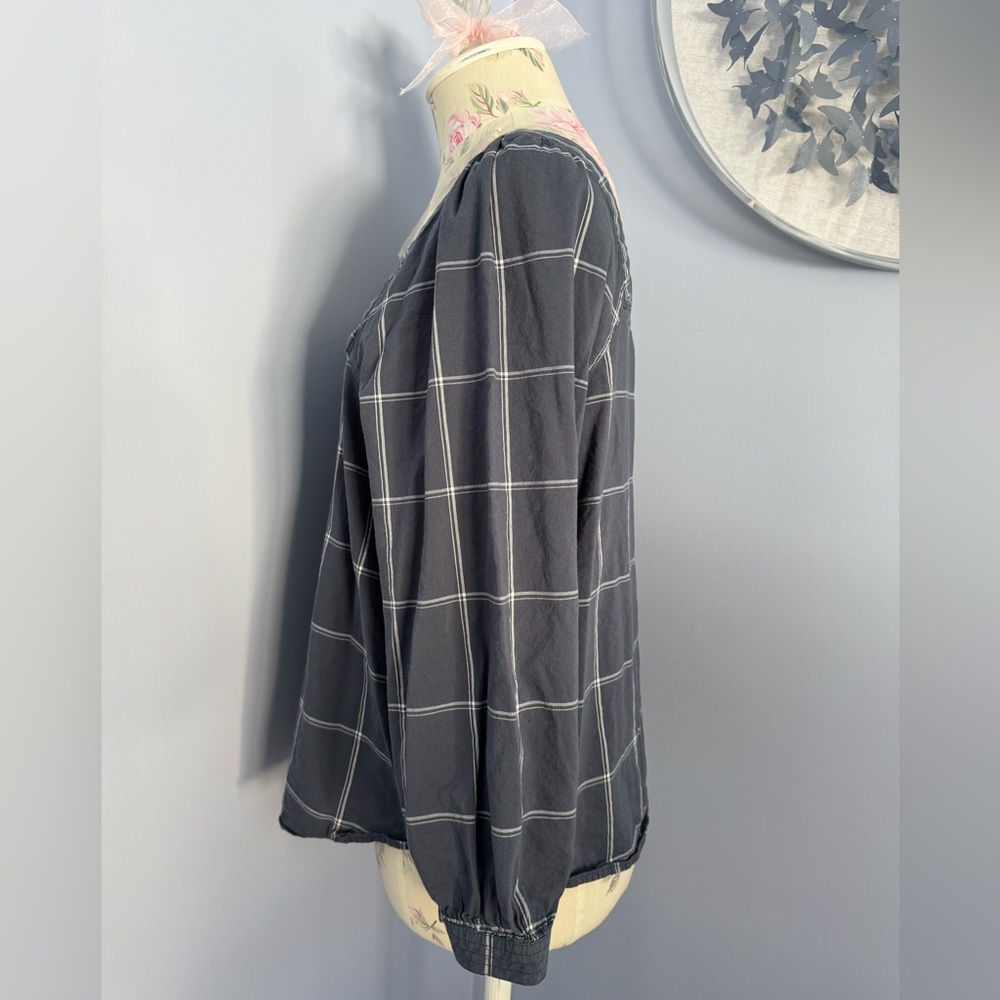a.n.a Charcoal Checkered Blouse - Picture 3 of 6